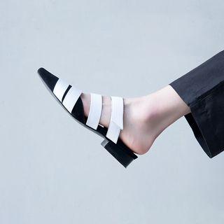 Color Block Low Heel Sandals