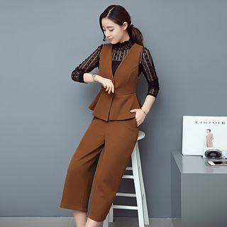 Set: Plain Vest + Straight Cut Pants