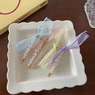 Faux Crystal Bow Mesh Hair Clip