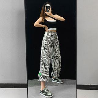 Zebra-print Loose Harem Pants