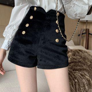 Button High-waist Shorts