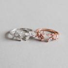 925 Sterling Silver Rhinestone Branches Open Ring Rose Gold - One Size