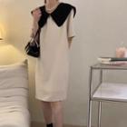 Short-sleeve Collar Shift Dress