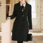 Faux-pearl Buttoned Slim-fit Coat