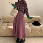 Houndstooth Cardigan / Melange Knit Midi Dress