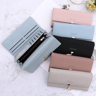 Leaf Charm Faux Leather Long Wallet