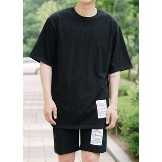 Set: Short-sleeve T-shirt + Drawstring-waisted Sweat Shorts