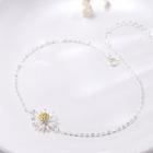 925 Sterling Silver Daisy Anklet Sterling Silver - Gold & Silver - One Size