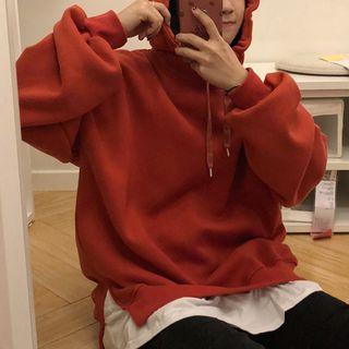 Mock Two-piece Ear Accent Hoodie