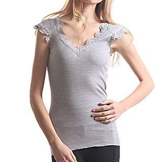 Lace Trim Ribbed Tank Top