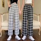 High-waist Wide Plaid Pants