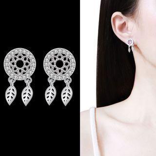 Rhinestone Dream Catcher Earring 1 Pair - Sterling Silver Needle - Drop Earring - One Size