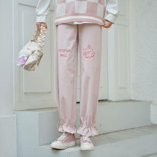 Cartoon Print Drawstring-cuff Pants