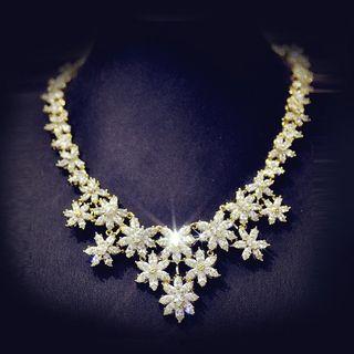 Set: Bangle + Earrings + Rhinestone Statement Necklace
