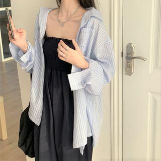 Spaghetti Strap Wide-leg Jumper Pants / Long-sleeve Irregular Shirt