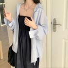 Spaghetti Strap Wide-leg Jumper Pants / Long-sleeve Irregular Shirt