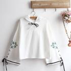 Set: Embroidered Hoodie + Plaid A-line Skirt