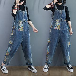 Floral Print Denim Jumpsuit
