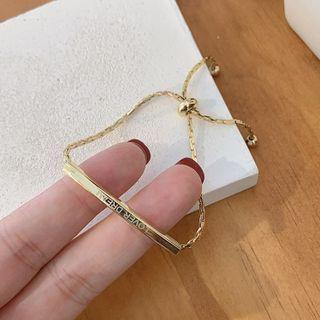 Lettering Bar Alloy Bracelet Bracelet - Lettering - Gold - One Size
