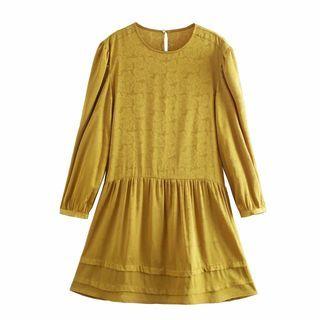 Long-sleeve Jacquard Mini A-line Dress