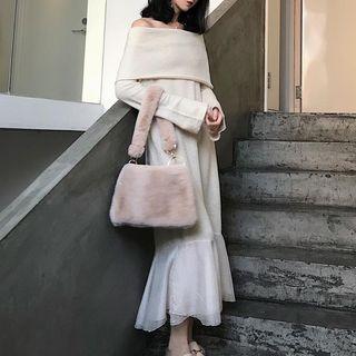 Off-shoulder Midi Sweater Dress