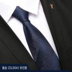 Genuine Silk Printed Neck Tie Zsld043 - Navy Blue - One Size