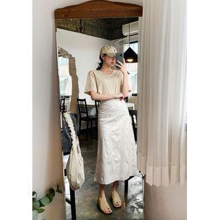 A-line Long Pleather Skirt