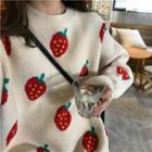Strawberry Print Loose-fit Sweater