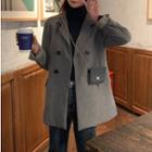 Double-breasted Coat / Chain Strap Crossbody Bag / Set