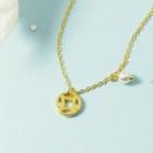 Coin Pendant Faux Pearl Alloy Necklace 878 - Pearl Necklace - Gold - One Size