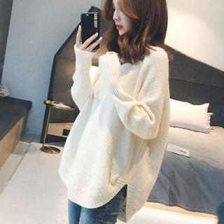 Long-sleeve Slit Sweater