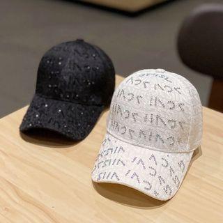 Lettering Rhinestone Baseball Cap
