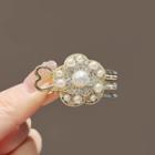 Flower Faux Pearl Hair Clip Gold - One Size