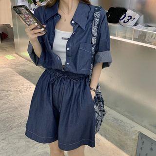 Stitched Loose Shirt / High-waist Wide Shorts