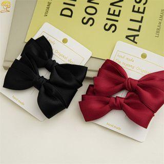 Set Of 2: Plain Bow Fabric Hair Clip