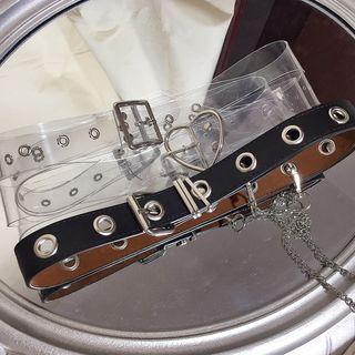 Transparent Belt / Chain Strap Faux Leather Belt