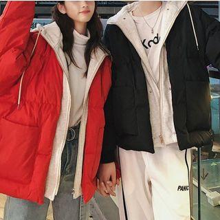 Couple Matching Mock Two-piece Hooded Padded Jacket