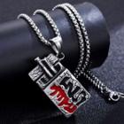 Chinese Characters Tag Pendant Stainless Steel Necklace Silver - One Size