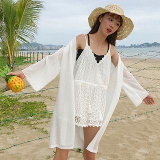 Lace Strappy Playsuit / Long Jacket