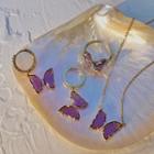 Faux Crystal Butterfly Dangle Earring / Ring / Necklace / Set