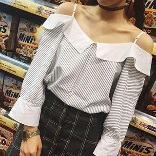 Off Shoulder Striped Blouse