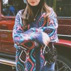 Printed Open Front Cardigan As Shown In Figure - One Size