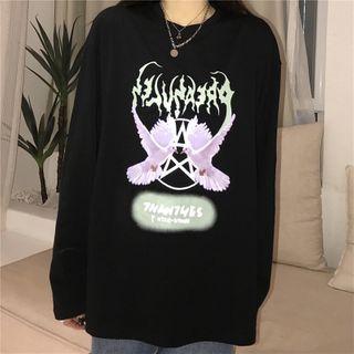 White Dove Print Long-sleeve T-shirt