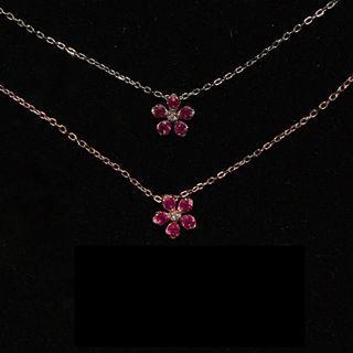 Flower Rhinestone Sterling Silver Necklace