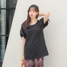 Slit Short-sleeve Cotton T-shirt