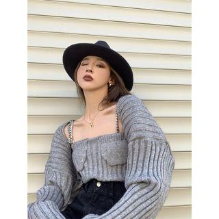 Chain-strap Knit Camisole Top / Cardigan