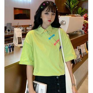 Short-sleeve Chinese Knot Button Polo Shirt