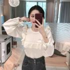 Mock-two Frilled Long-sleeve Knit Top