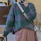 Long-sleeve Striped Knit Sweater / Wide-leg Pants