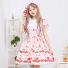 Short-sleeve Plaid Printed A-line Dress